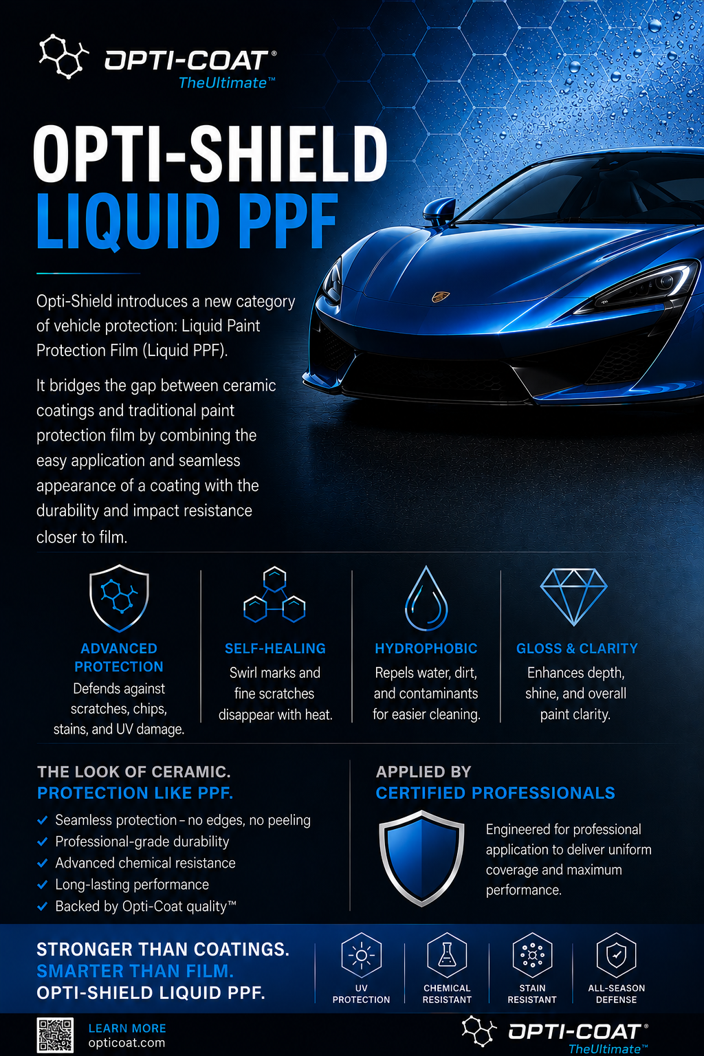 Opti-Shield Liquid PPF promotional flyer - features and benefits