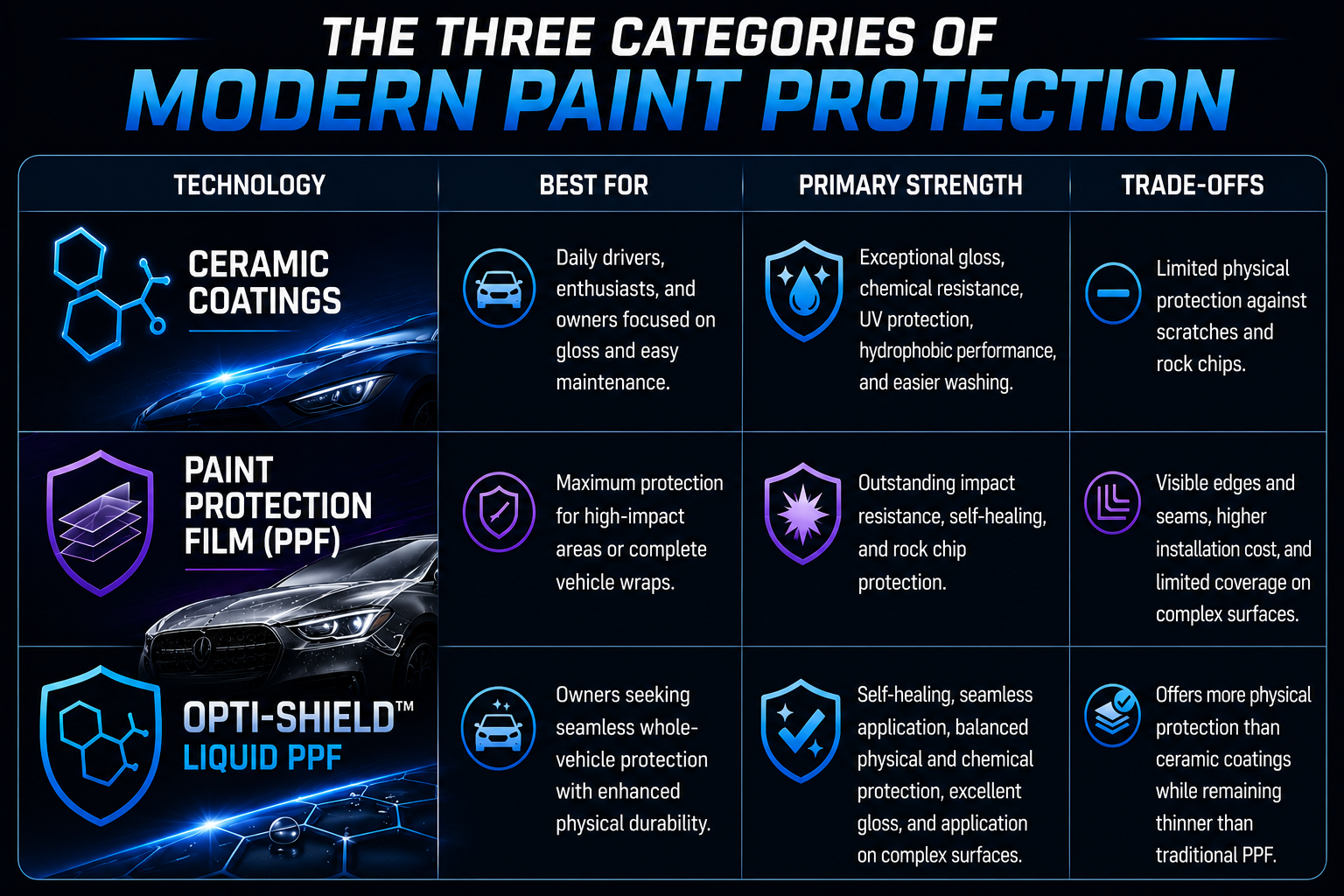 The Three Categories of Modern Paint Protection